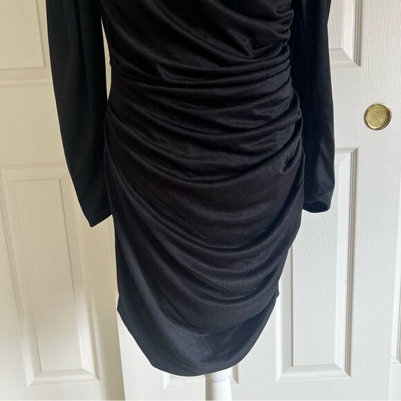 Anine Bing Alaia Ruched Mini Dress Black Large NEW MSRP $349 - Picture 4 of 9